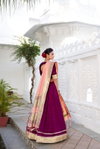 Pranathi Wine Colour Vichitra Silk With Plain With Paithni Lace Border Lehenga With Blouse Dupatta Suppliers In India Lnb2016
